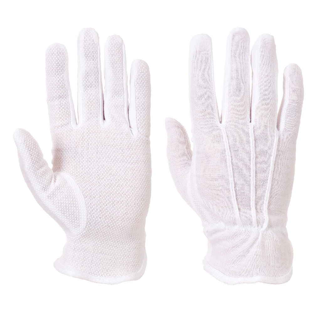 Guanti in cotone Liner 24 con microdot in PVC – Bianco