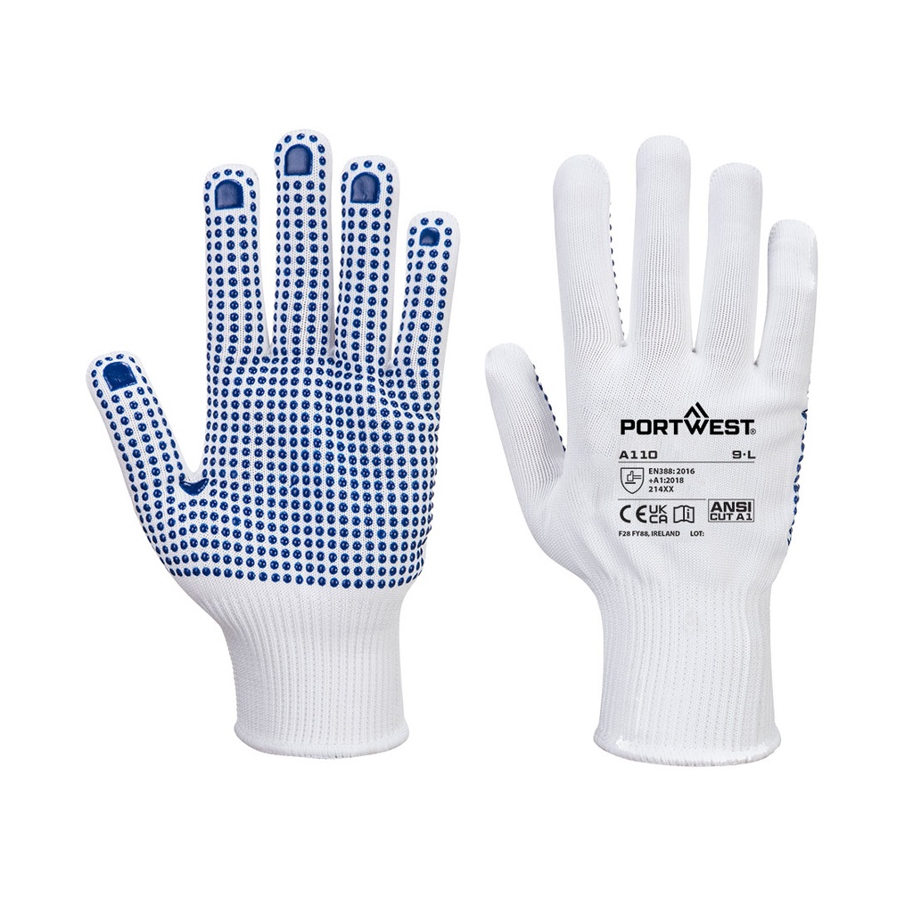 Guanti Grip 13 con puntini in PVC – Bianco/blu
