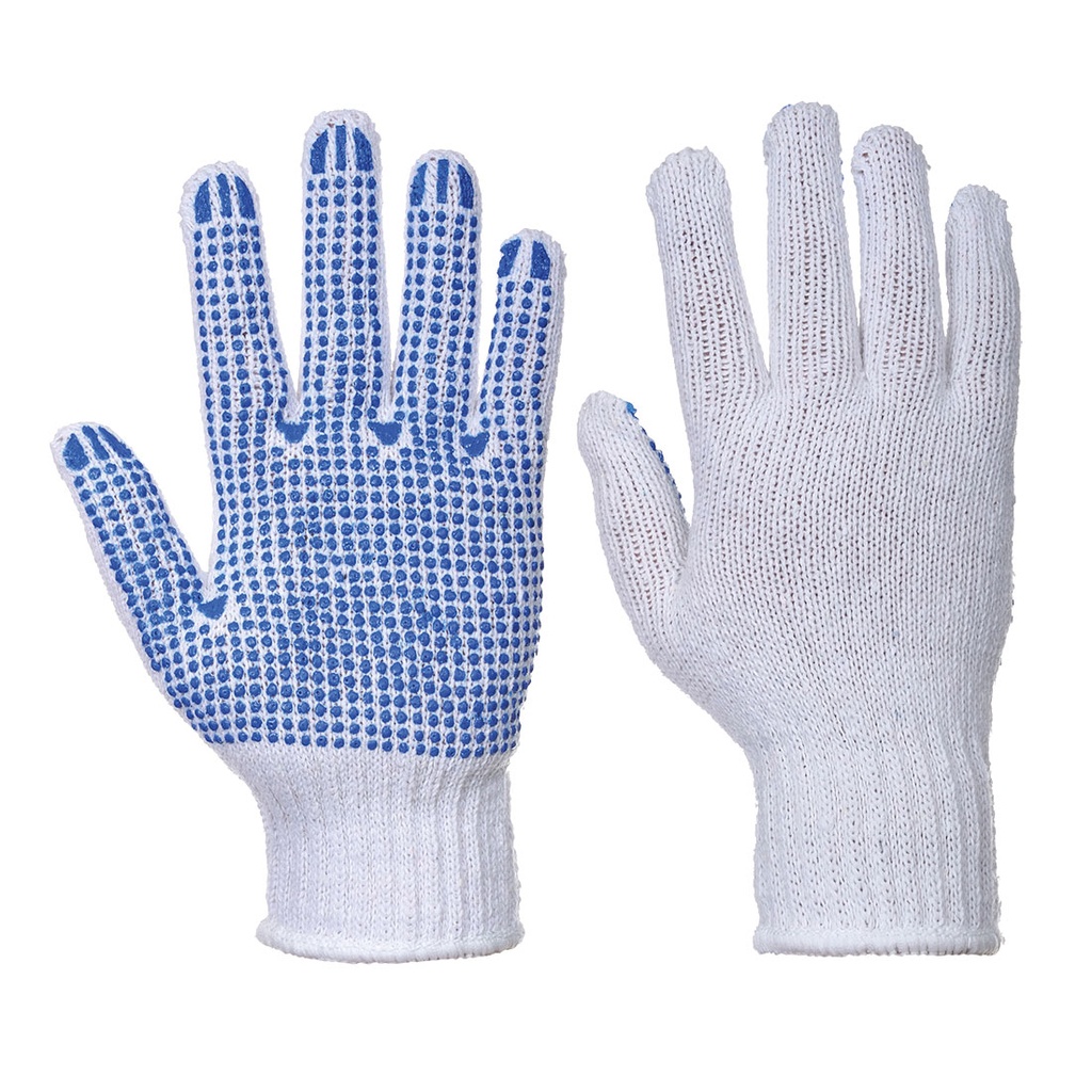 Guanti in maglia Liner 7 con puntini in PVC – Bianco/blu
