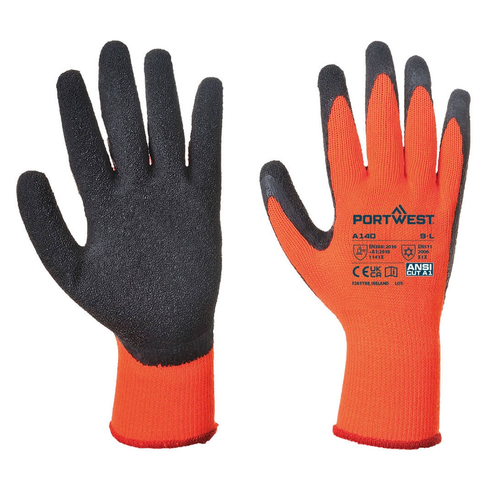 Guanti antifreddo Cold 10 in lattice increspato – Arancione/nero