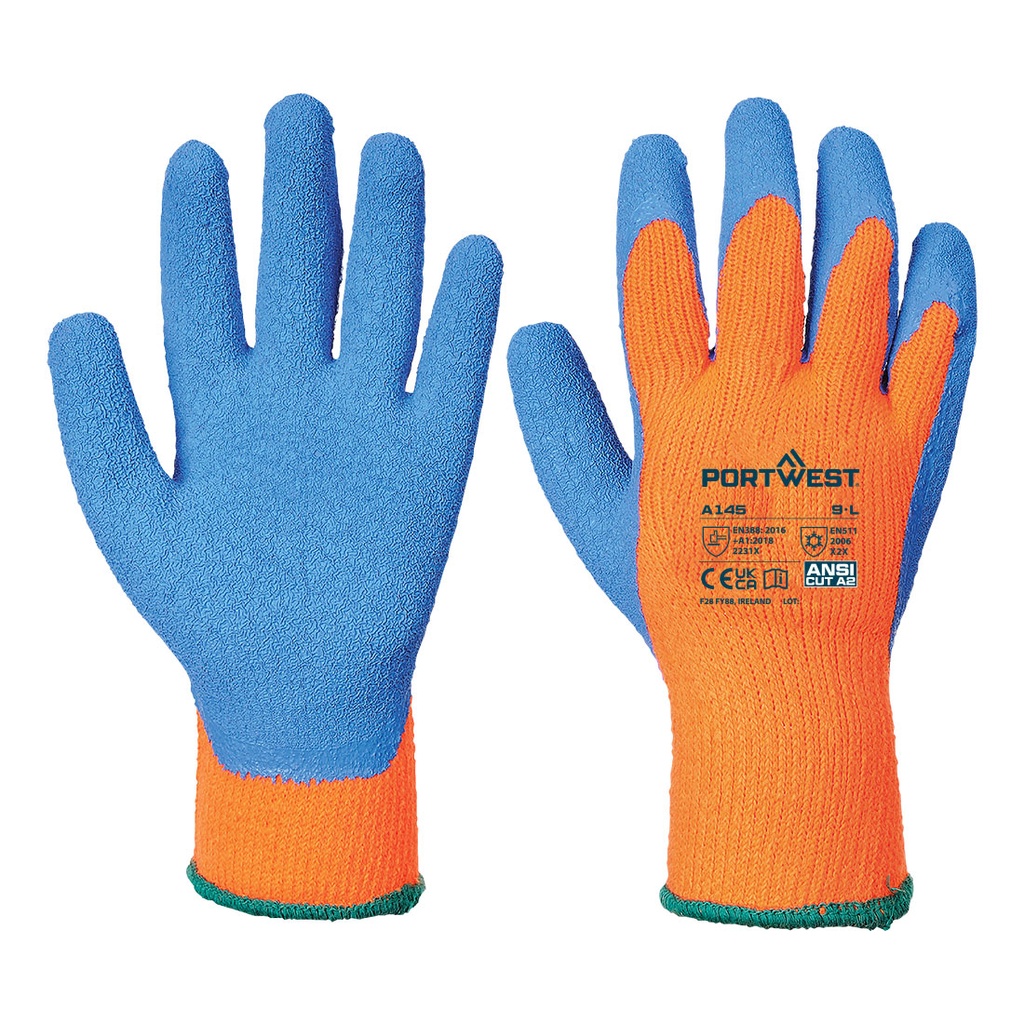 Guanti antifreddo Cold 7 in lattice increspato – Arancione/blu