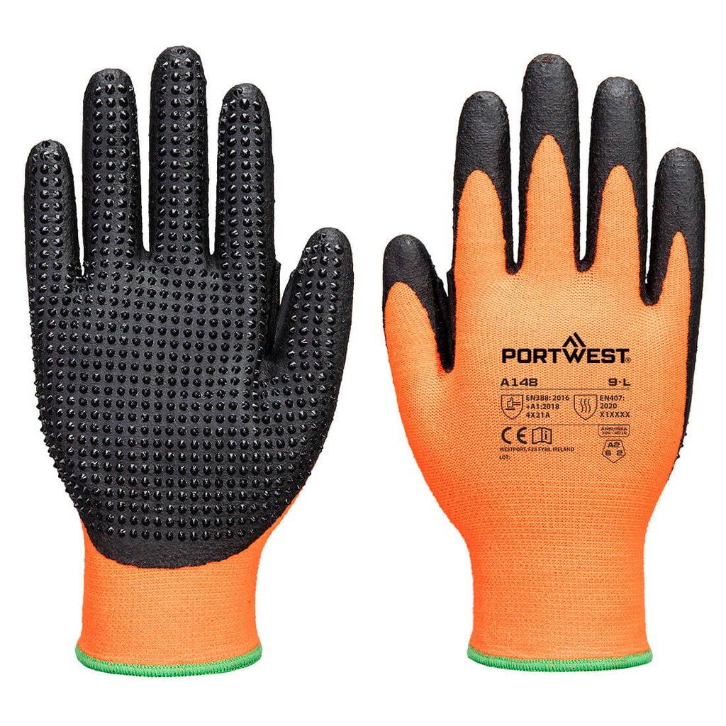 Guanto Grip 13 in nitrile ad alta punteggiatura – Arancione/nero (O8R)