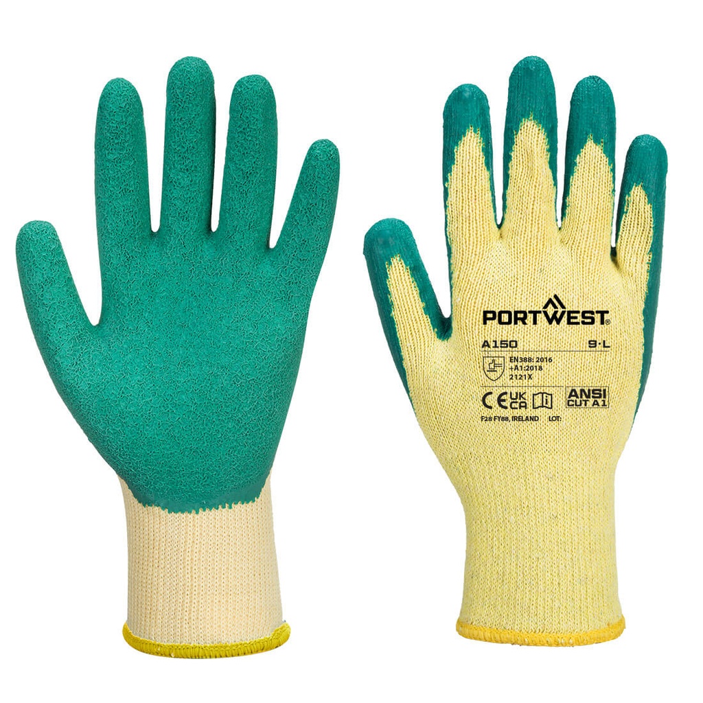Guanti spalmati Grip 10 in lattice economici – Verde