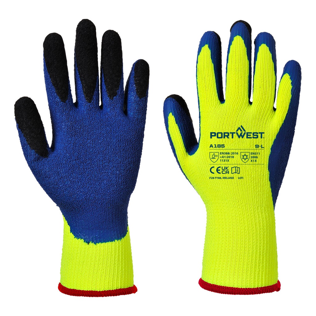 Guanti antifreddo Cold 7 in lattice increspato dita rinforzate – Giallo/blu