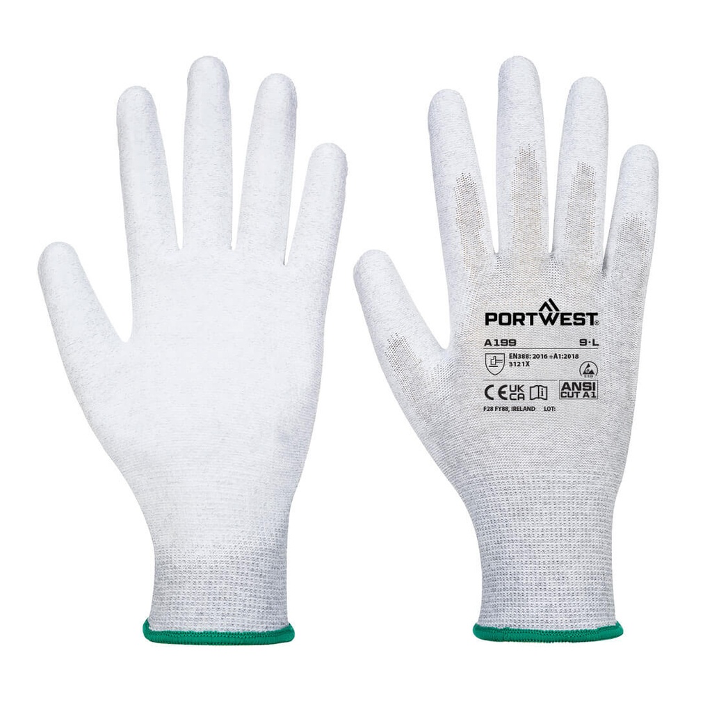 Guanti antistatici ESD 13 con palmo in PU – Grigio