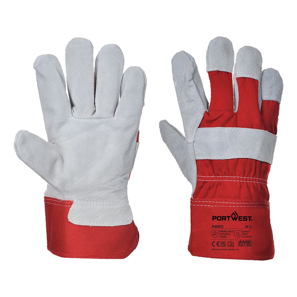 Guanti in pelle crosta bovina Rigger 130 con polsino di sicurezza – Rosso