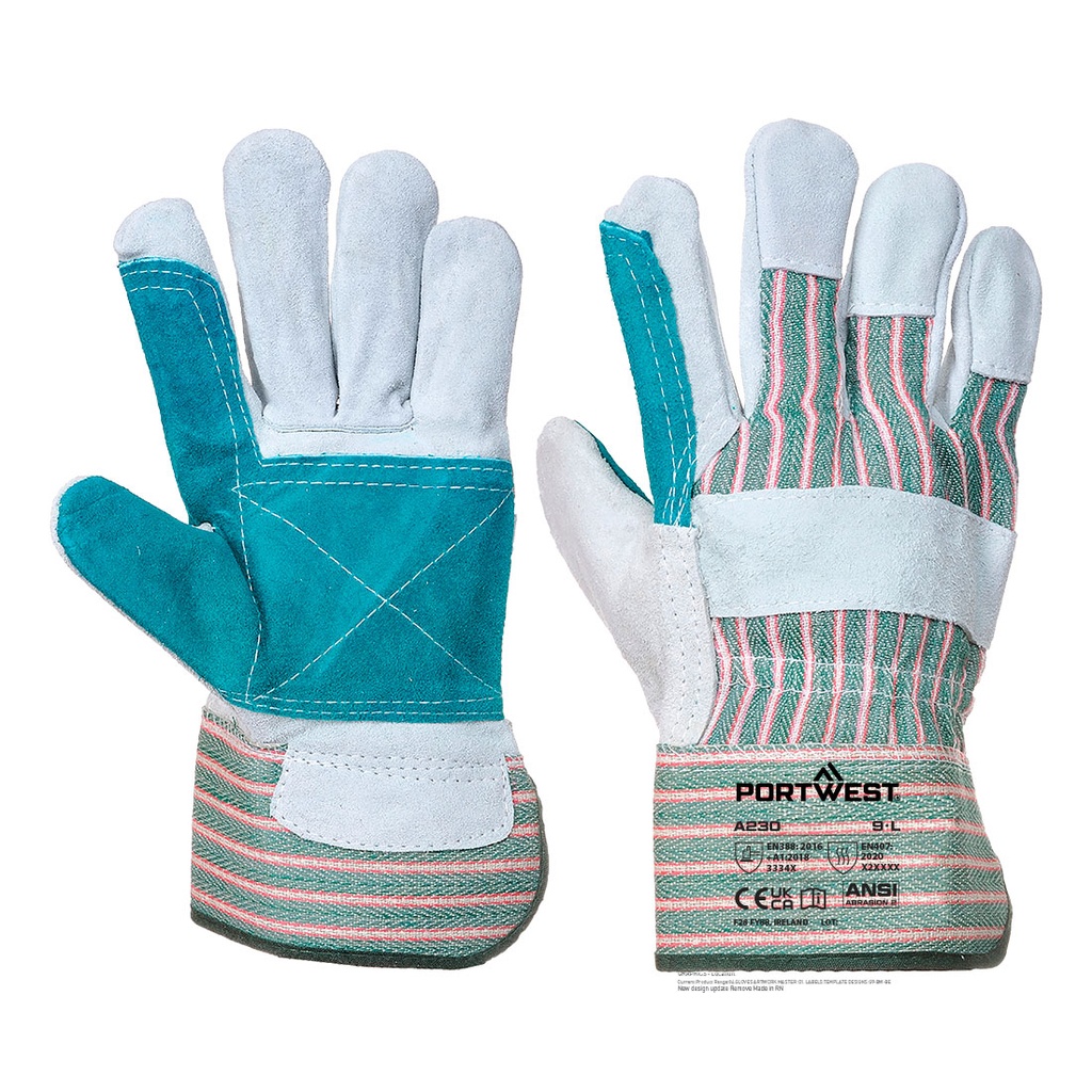 Guanti in pelle crosta bovina Rigger 365 doppio palmo – Grigio