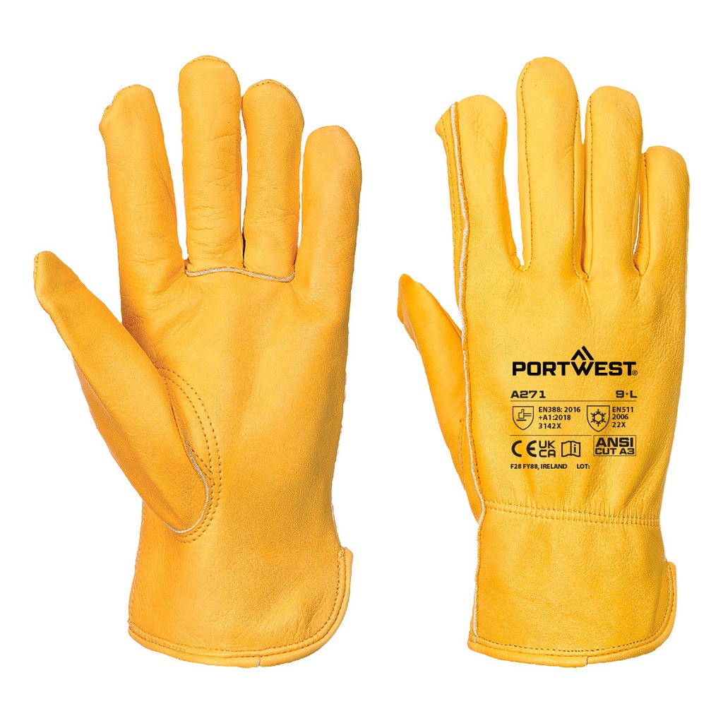 Guanti antifreddo da autista Cold 200 in pelle fiore bovina – Cuoio