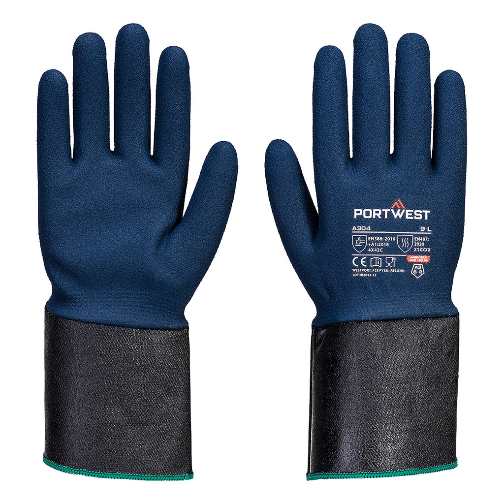 Guanto Grip C13 in schiuma di nitrile con polsino esteso – Grigio/blu