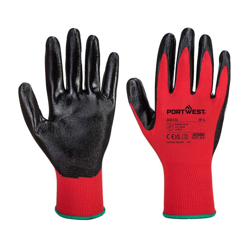 Guanti spalmati Grip 13 in nitrile – Rosso/nero