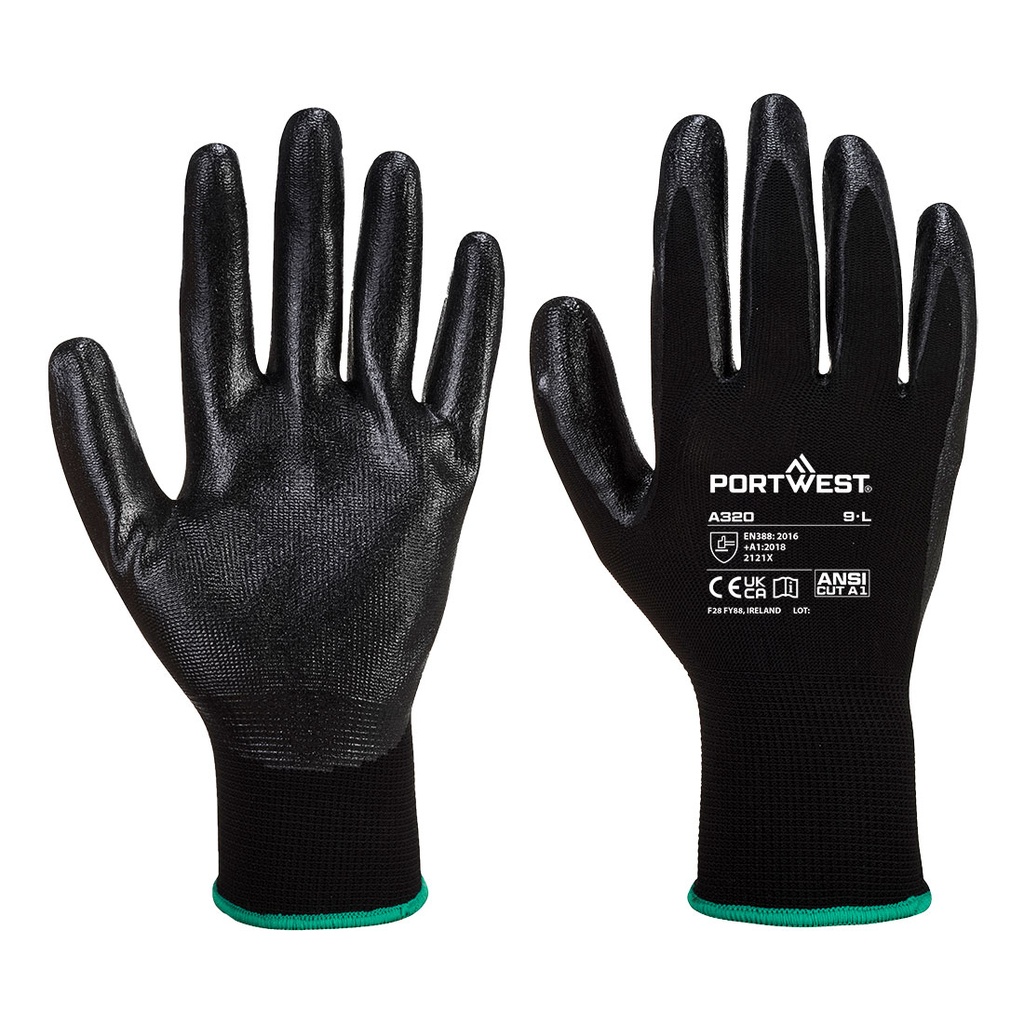 Guanti spalmati Grip 13 in schiuma di nitrile – Nero