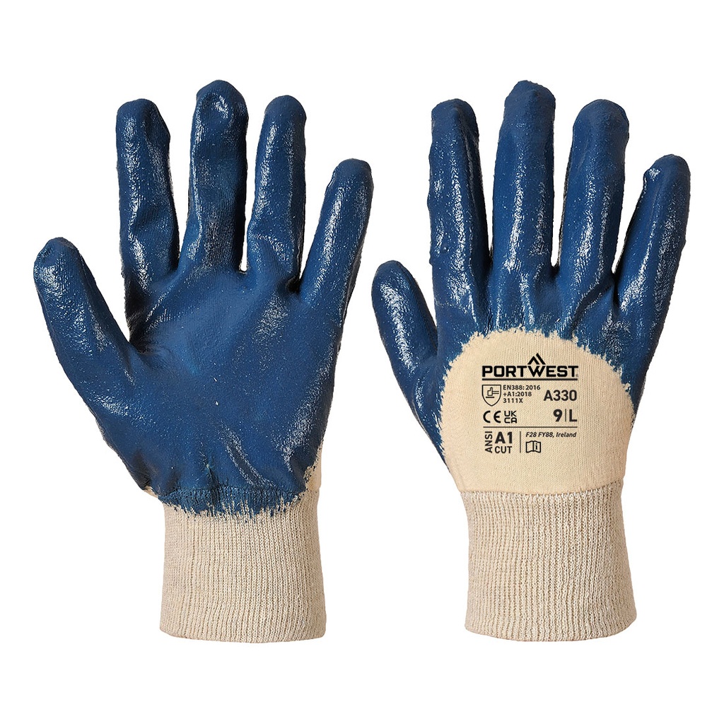 Guanti in nitrile Grip 12 leggeri con polsino in maglia – Blu navy chiaro