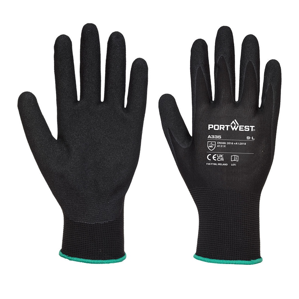 Guanti spalmati Grip 15 in nitrile sabbiato fodera poliestere – Nero