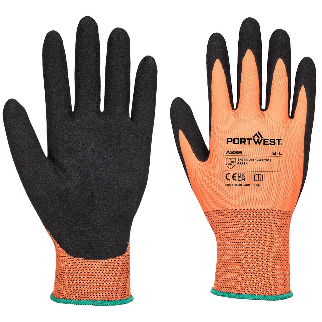 Guanti spalmati Grip 15 in nitrile sabbiato fodera poliestere – Arancione/nero