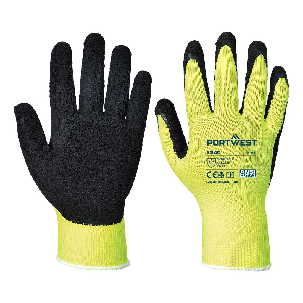 Guanti alta visibilità Grip 13 in schiuma di lattice – Giallo