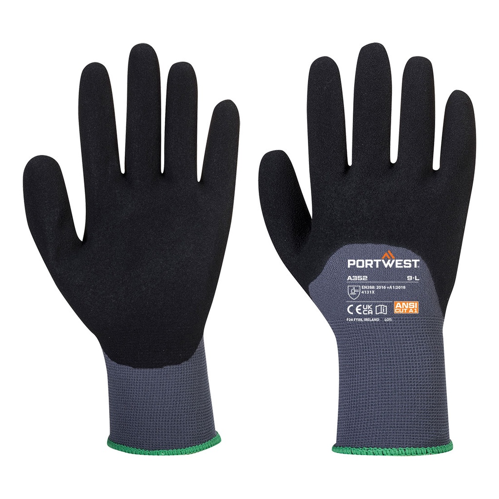 Guanti Grip 15 in nitrile sabbiato spalmatura 3/4 – Grigio/nero