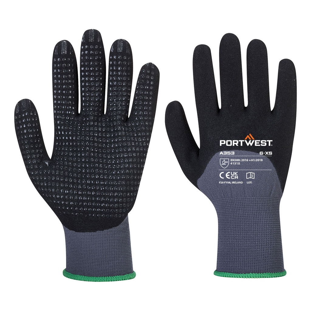 Guanti Grip 15 in nitrile sabbiato spalmatura 3/4 palmo puntinato – Grigio/nero