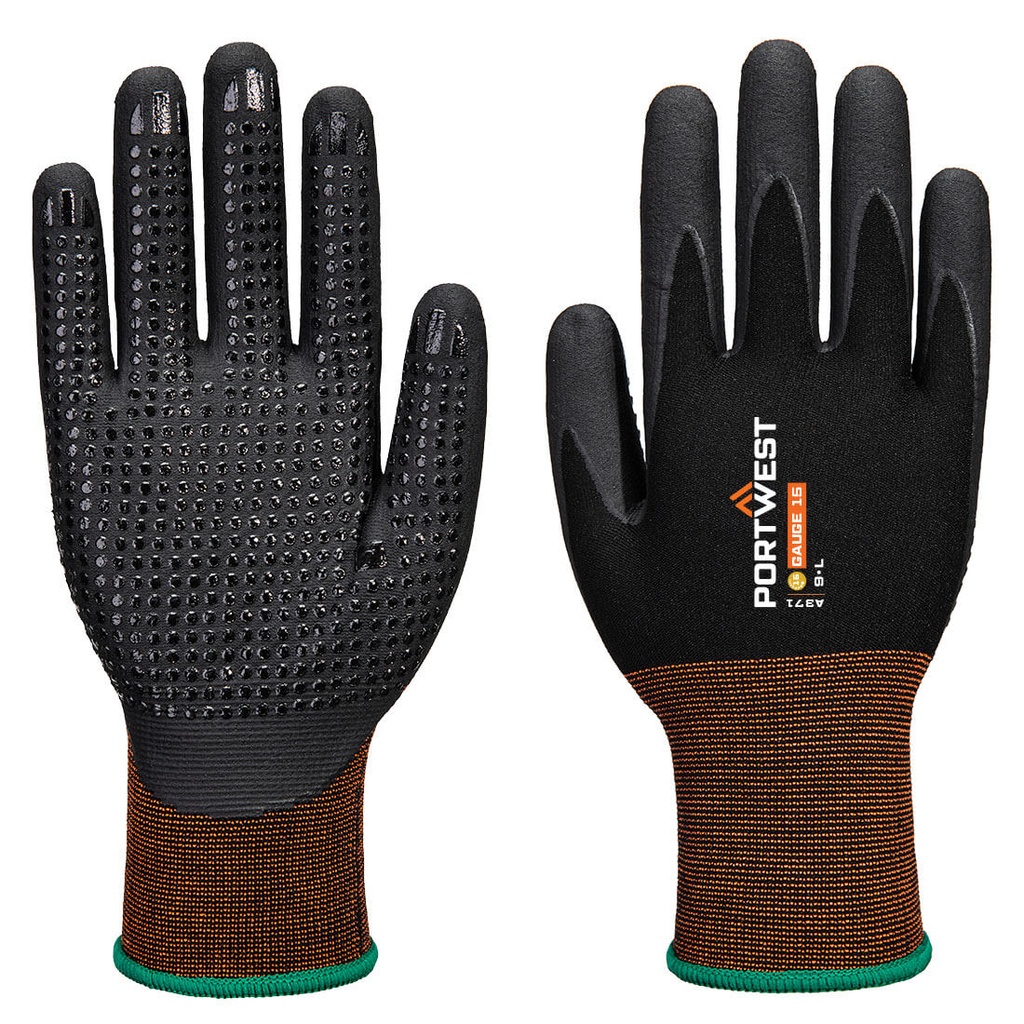 Guanti GP Grip 15 in microschiuma di nitrile palmo puntinato – Nero