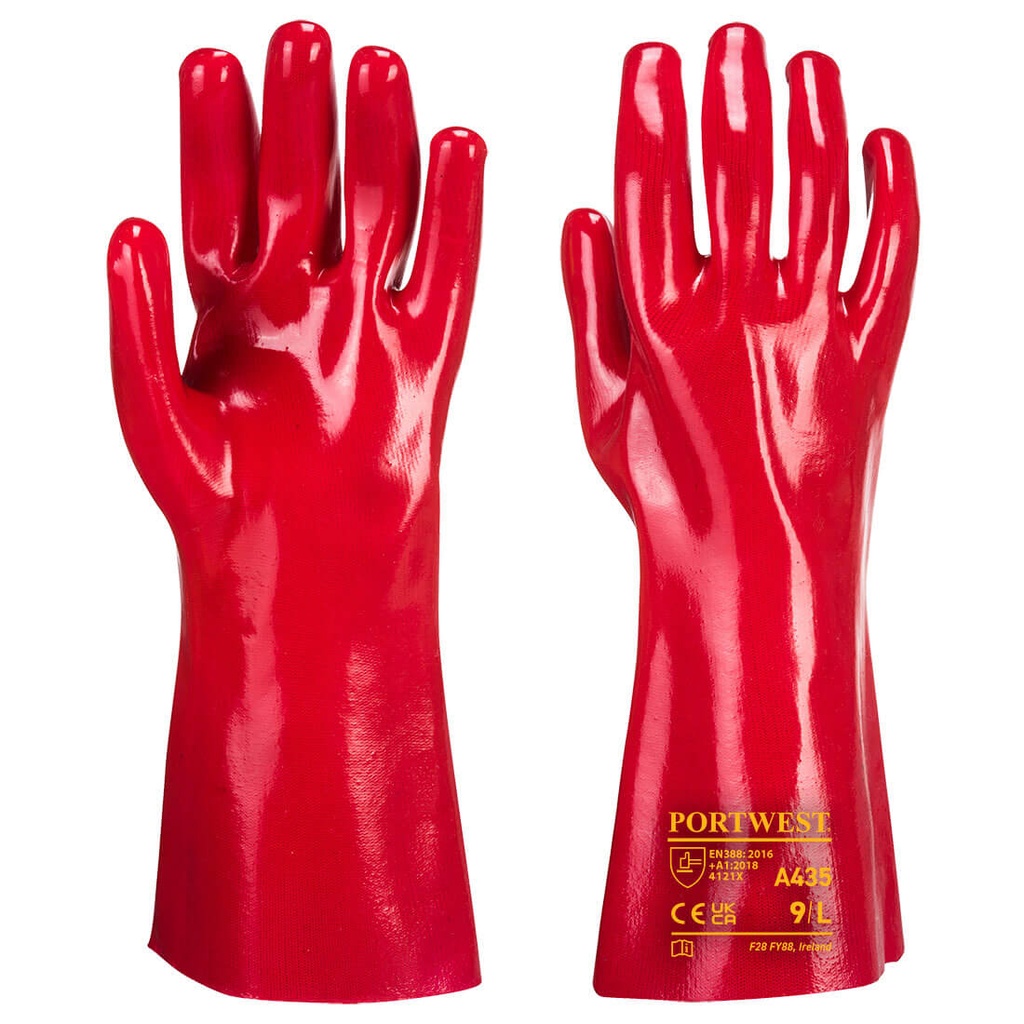 Guanti in PVC Grip 12 a manichetta 35 cm – Rosso