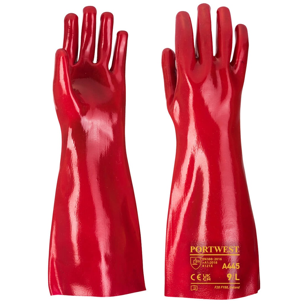 Guanti in PVC Grip 12 a manichetta 45 cm – Rosso