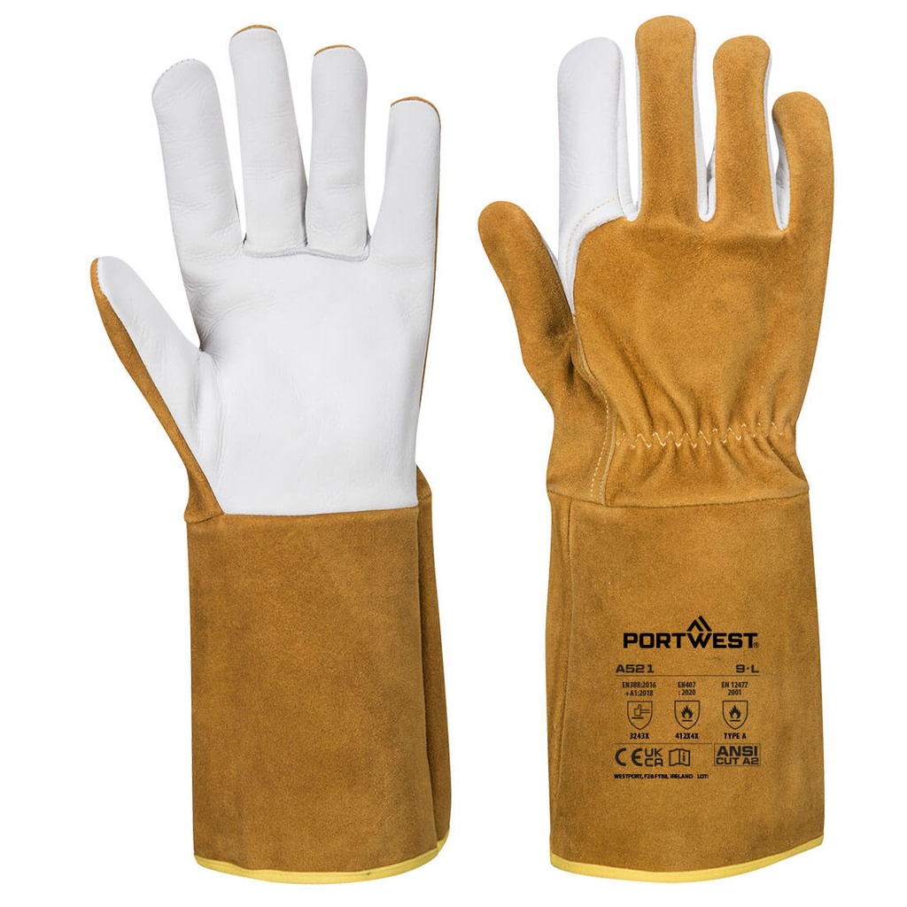 Guanti da saldatore TIG Welders 220 in pelle fiore – Marrone