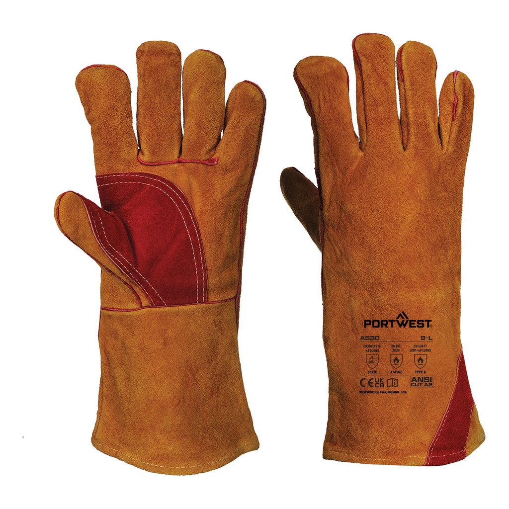 Guanti da saldatore Welders 330 in crosta con palmo rinforzato – Marrone