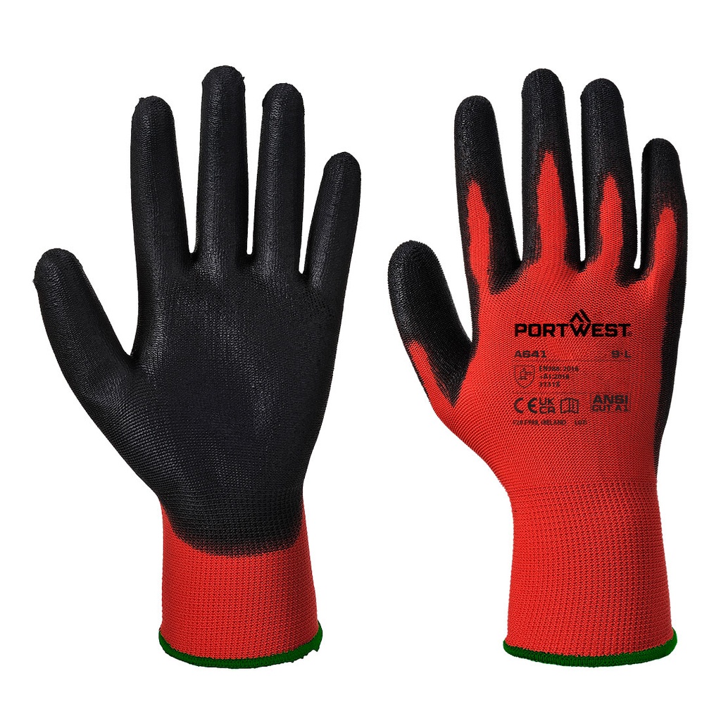 Guanti spalmati Grip 13 in PU fodera rossa – Rosso/nero