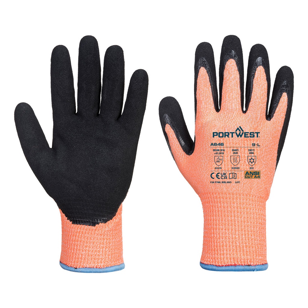 Guanti antitaglio antifreddo Cold D13 Viz-Tex in nitrile – Arancione/nero