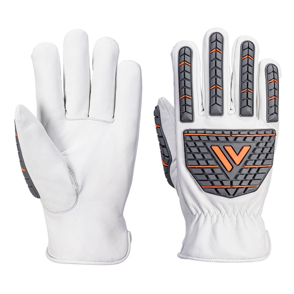 Guanti antiurto da autista Impact 110 in pelle bovina – Bianco
