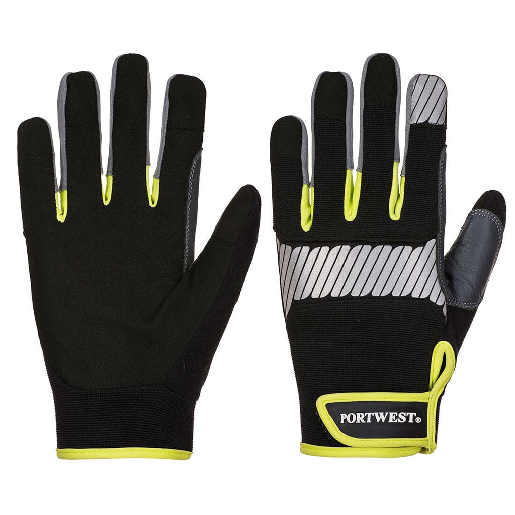 Guanti da lavoro PW3 Mechanic 80 con inserti riflettenti – Nero/giallo
