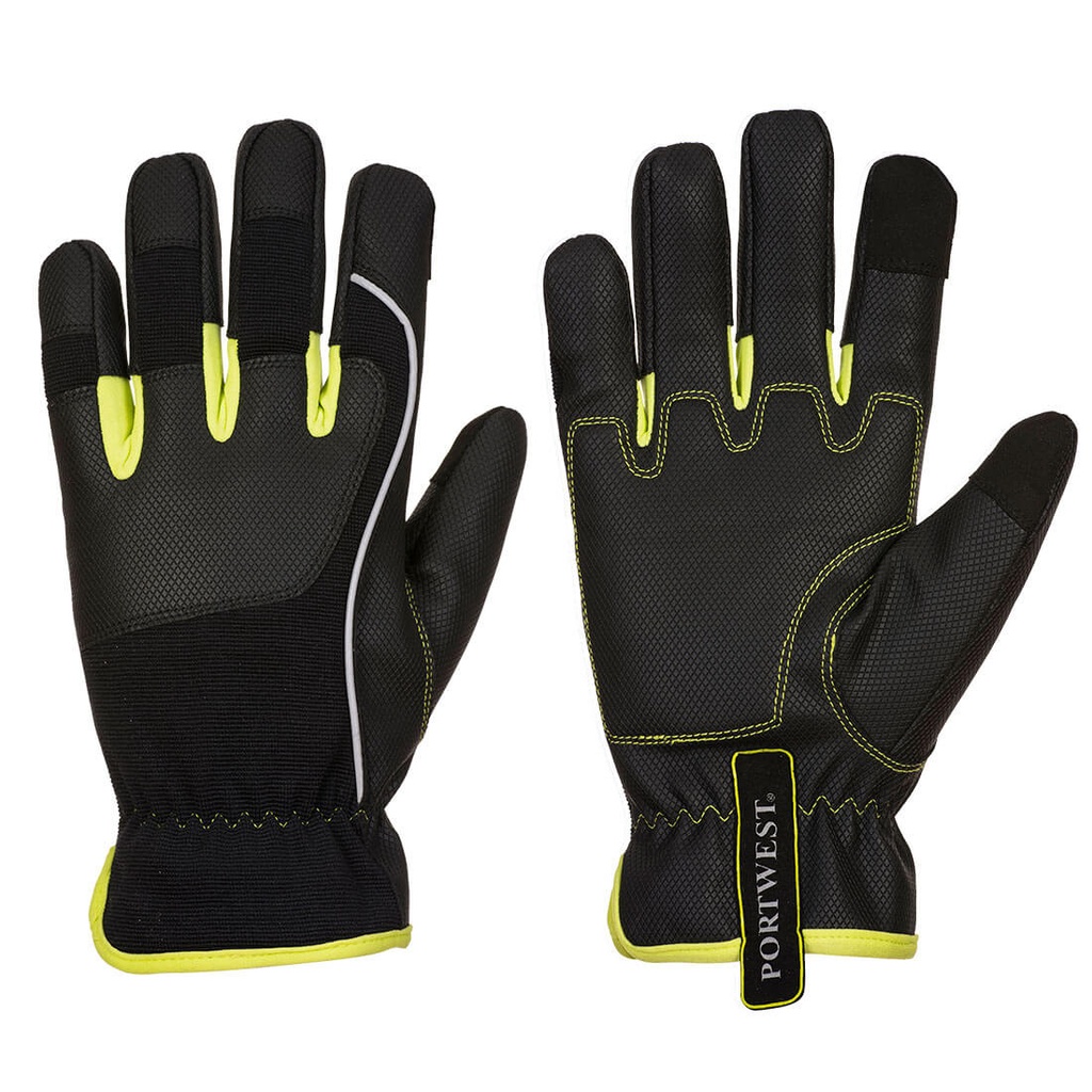 Guanti da lavoro PW3 Mechanic 540 con palmo rinforzato in PU – Nero/giallo