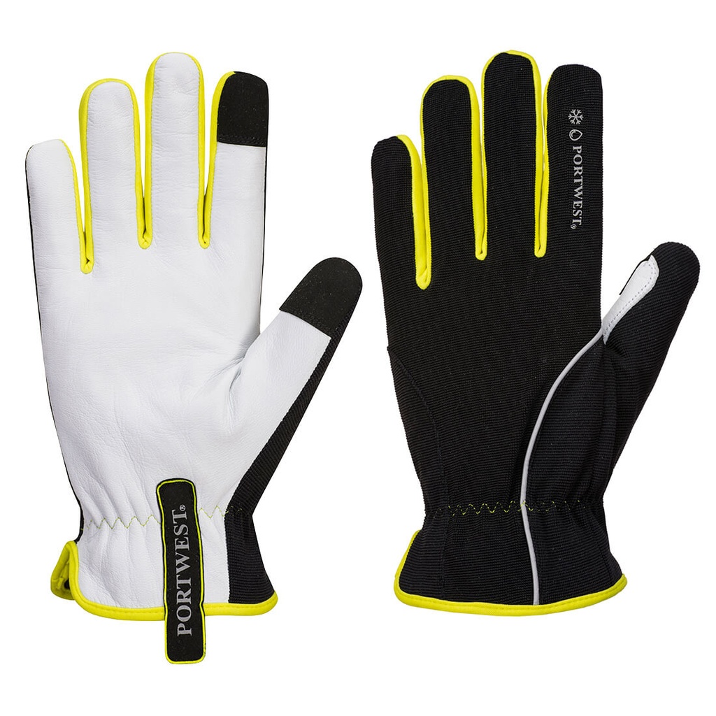 Guanti antifreddo PW3 Mechanic 160 con palmo in pelle – Nero/giallo