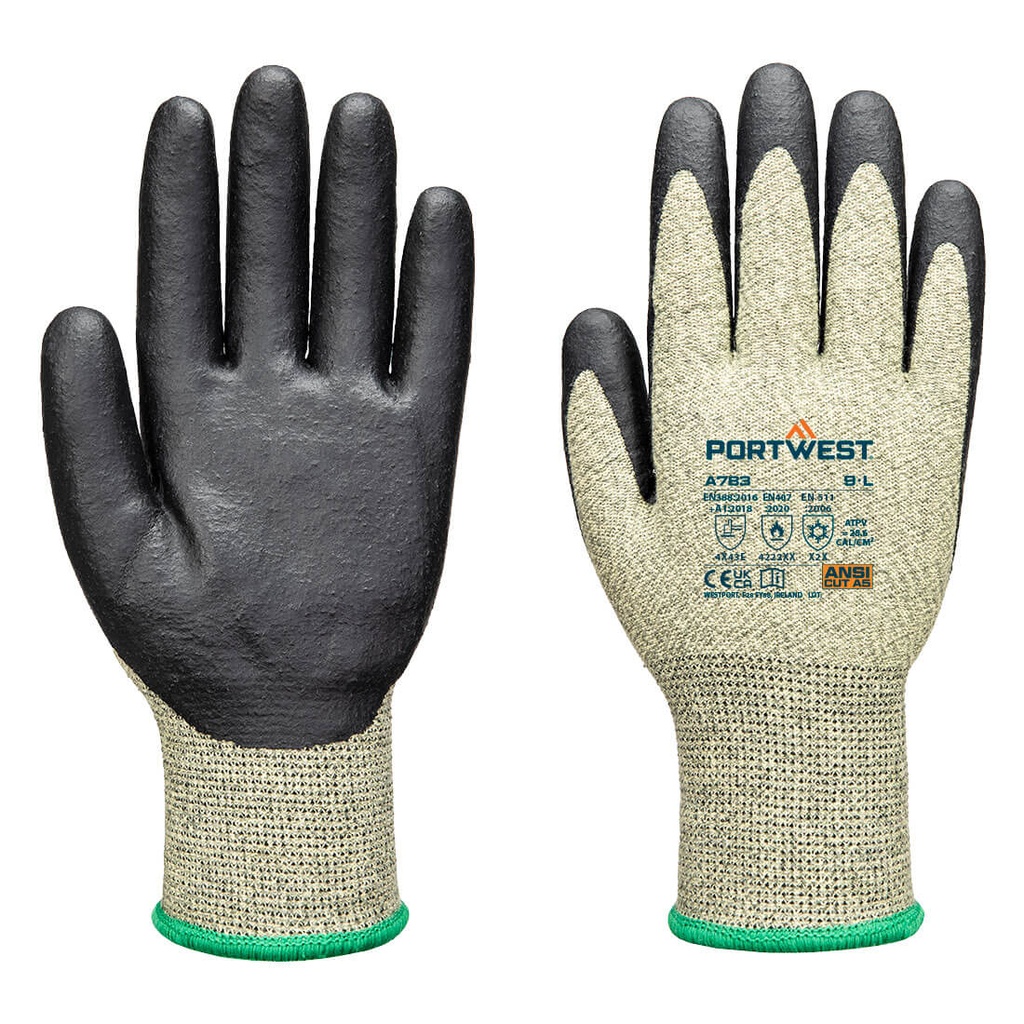 Guanti ignifughi arco elettrico FR Arc Cut F13 livello 3 – Verde/nero