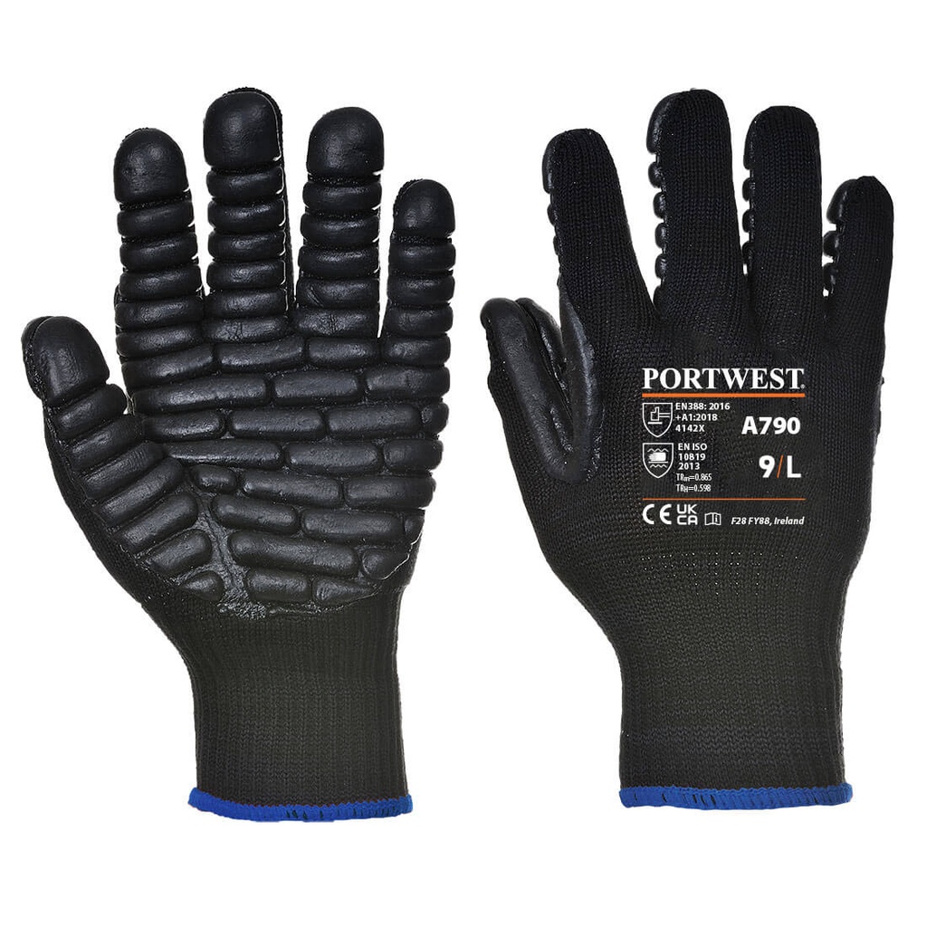 Guanti antivibrazione in gomma cloroprene EN ISO 10819 – Nero