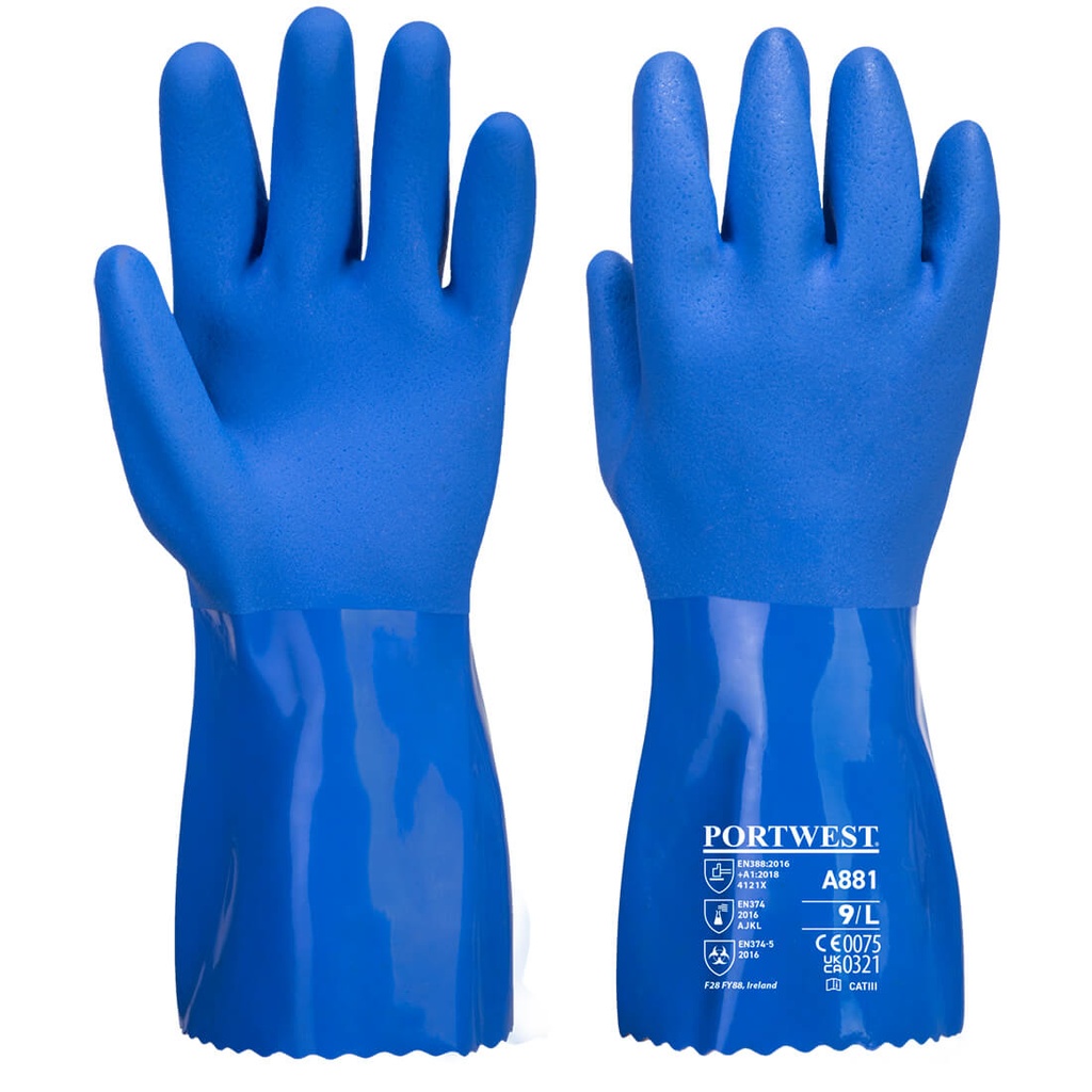 Guanti chimici Chem 300 in PVC Marine – Blu