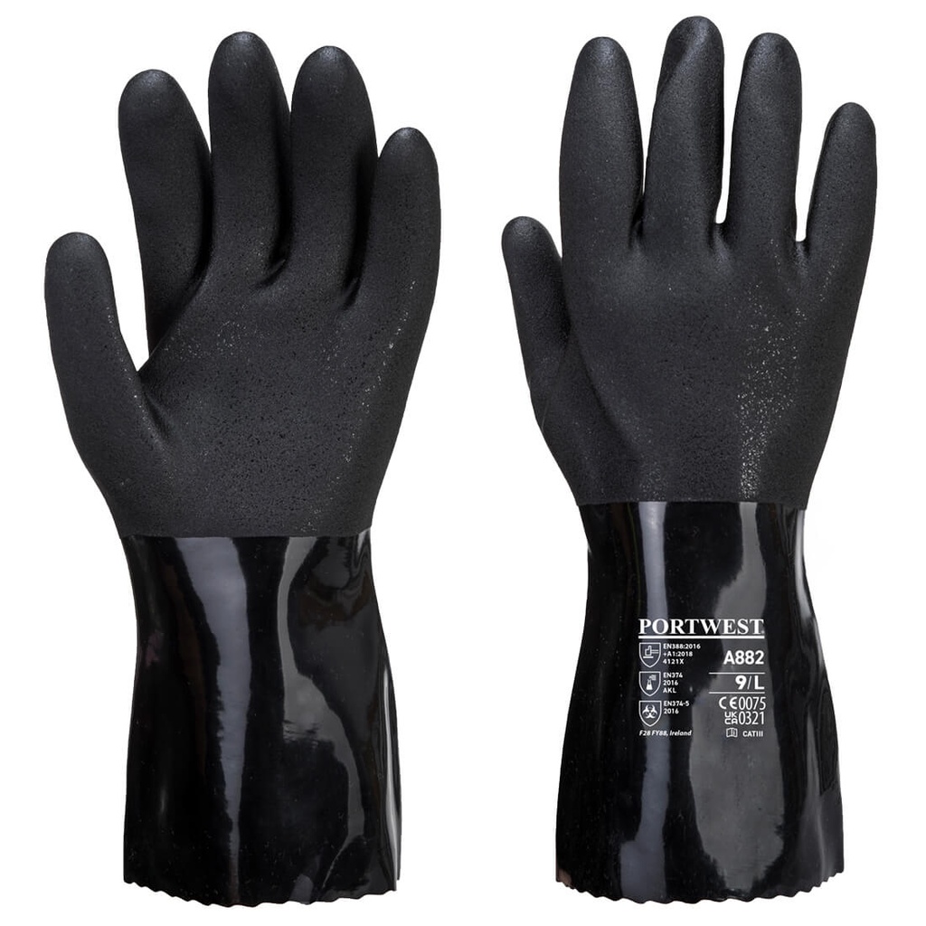Guanti chimici antistatici ESD in PVC a manichetta – Nero
