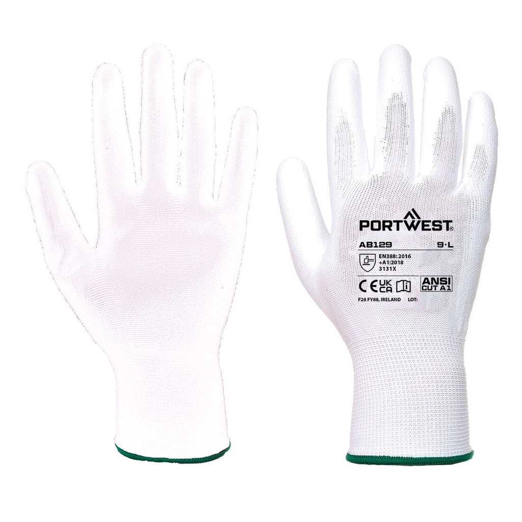 Guanti spalmati Grip 13 con palmo in PU Essential (conf. 288 paia) – Bianco