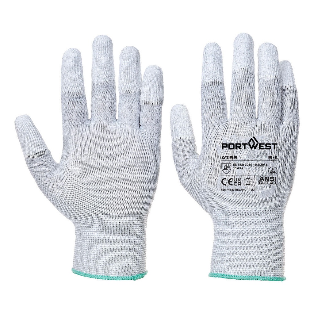 Guanti antistatici ESD 13 polpastrelli in PU Essential (conf. 12 paia) – Grigio