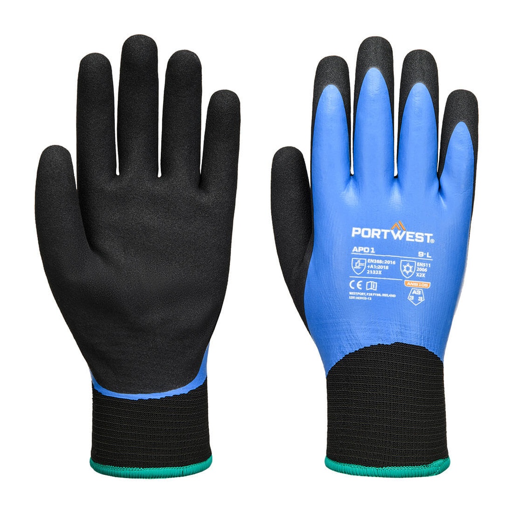 Guanti antifreddo Cold 13 Aqua in lattice doppia spalmatura – Blu/nero