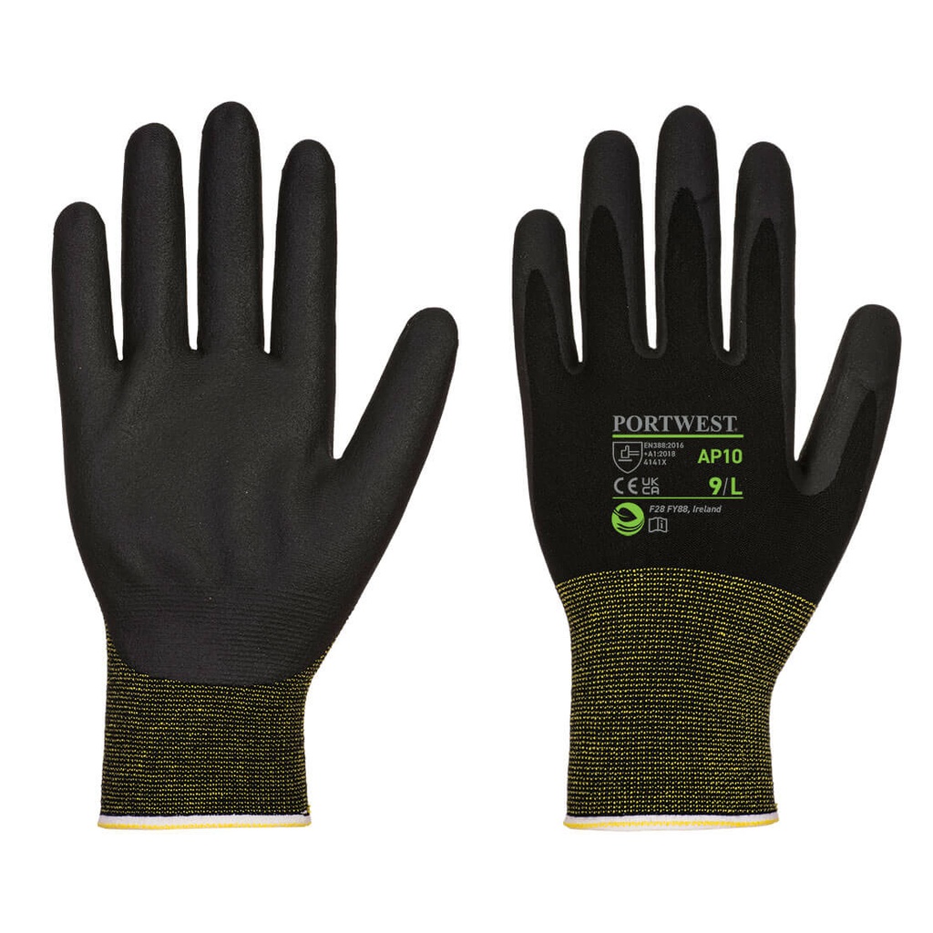 Guanti Grip 15 in schiuma di nitrile fodera in bambù (conf. 12 paia) – Nero