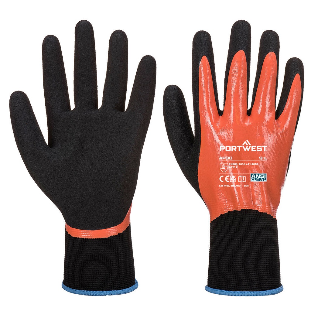Guanti Grip 13 Aqua in schiuma di nitrile spalmatura totale – Arancione/nero
