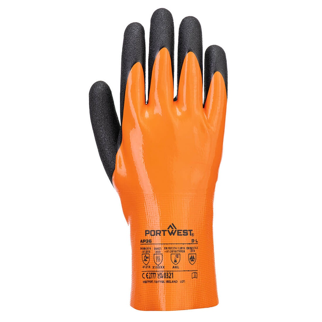 Guanti Grip 18 in nitrile doppia spalmatura a manichetta – Arancione/nero