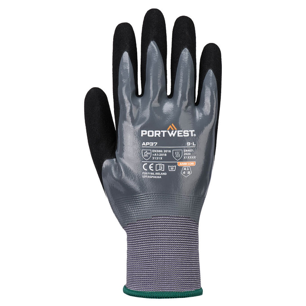 Guanti Grip 15 in schiuma di nitrile doppia spalmatura touchscreen – Grigio/nero