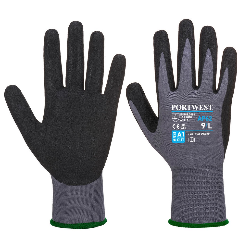 Guanti Grip 15 Aqua in nitrile sabbiato idrorepellenti – Grigio/nero