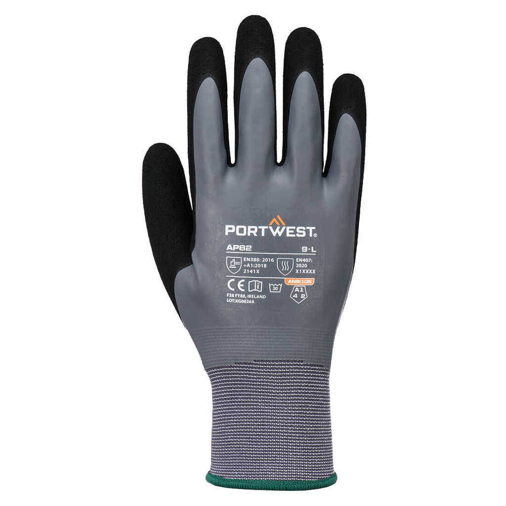Guanti Grip 15 in schiuma di lattice doppia spalmatura touchscreen – Grigio/nero