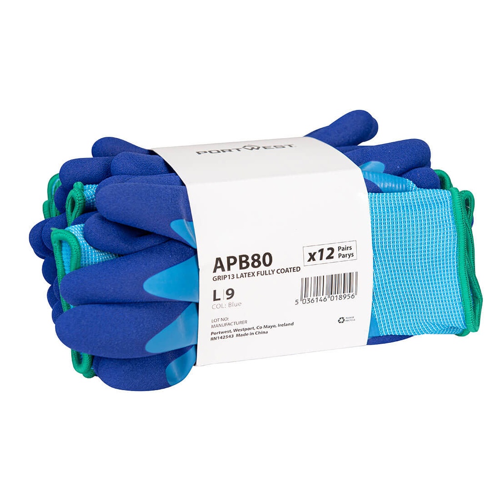 Guanti Grip 13 Aqua in schiuma di lattice Essential (conf. 12 paia) – Blu