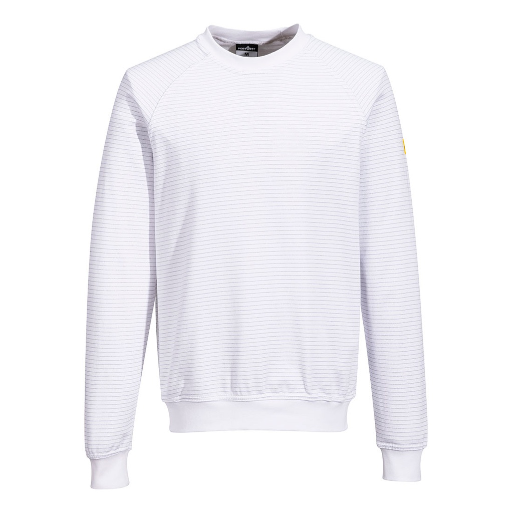 Felpa antistatica ESD girocollo – Bianco