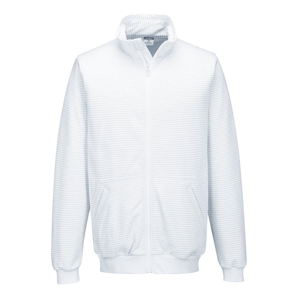 Felpa antistatica ESD con zip – Bianco