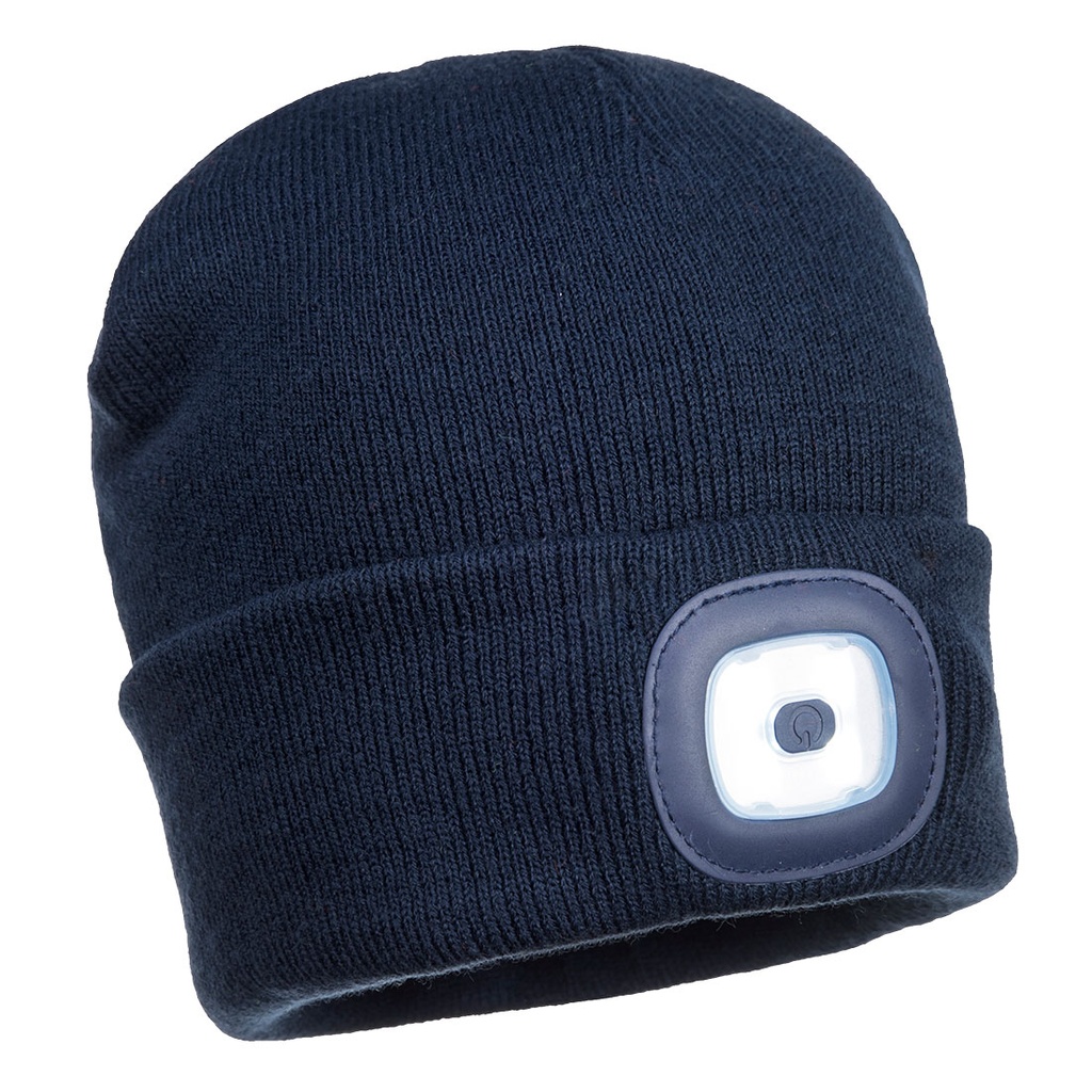 Berretto con luce LED frontale ricaricabile – Blu navy chiaro