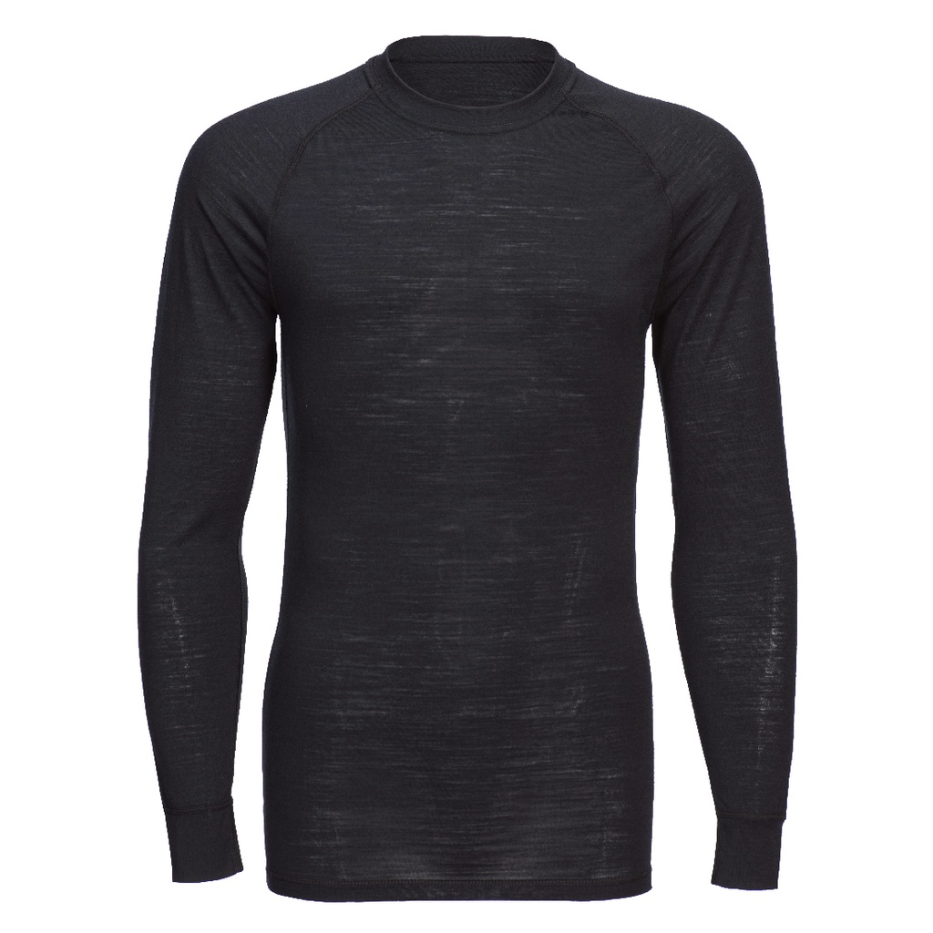 Maglia termica girocollo in lana merino – Nero